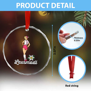 Retro Bavarian Pin Up Girl Lausmadl Crystal Glass Ornament Oktoberfest Edelweiss Flower TS02 Print Your Wear