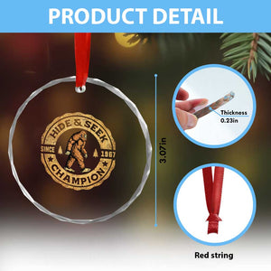 Retro Bigfoot Believer Crystal Glass Ornament Undefeated Sasquatch Hide And Seek Cryptozoology TS10 Print Your Wear