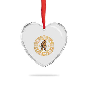 Retro Bigfoot Believer Heart Crystal Glass Ornament Undefeated Sasquatch Hide And Seek Cryptozoology TS10 Print Your Wear