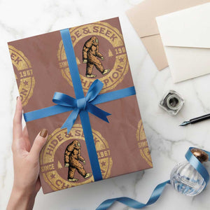 Retro Bigfoot Believer Wrapping Paper Roll Undefeated Sasquatch Hide And Seek Cryptozoology TS10 Mocha Print Your Wear