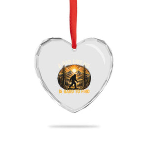 Retro Bigfoot Dad Like Me Is Hard To Find Heart Crystal Glass Ornament Sasquatch Gift for Outdoorsy Fathers Myth Seekers