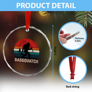 Retro Bigfoot Fishing Crystal Glass Ornament Funny Retro Sasquatch Bassquatch Fisherman TS10 Print Your Wear