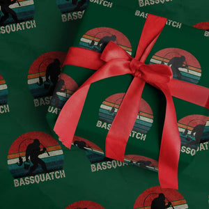 Retro Bigfoot Fishing Wrapping Paper Roll Funny Retro Sasquatch Bassquatch Fisherman TS10 Green Print Your Wear