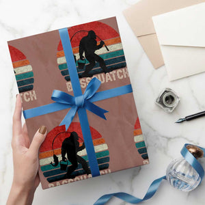 Retro Bigfoot Fishing Wrapping Paper Roll Funny Retro Sasquatch Bassquatch Fisherman TS10 Mocha Print Your Wear