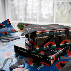 Retro Bigfoot Fishing Wrapping Paper Roll Funny Retro Sasquatch Bassquatch Fisherman TS10 Black Print Your Wear
