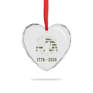 Retro Bigfoot Saw It All USA 250th Anniversary Heart Crystal Glass Ornament 250 Years 1776 2026 4th of July Sasquatch Flag