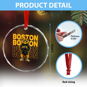 Retro Boston Ice Hockey Crystal Glass Ornament Fear The Bear TS10 Print Your Wear