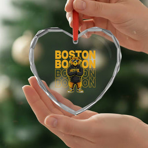 Retro Boston Ice Hockey Heart Crystal Glass Ornament Fear The Bear TS10 Print Your Wear