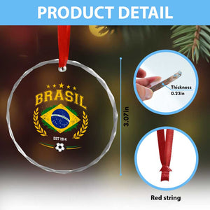 Retro Brasil Soccer Pride Crest Est 1914 Crystal Glass Ornament Vintage Brazil Flag Futbol Lover Football Fans