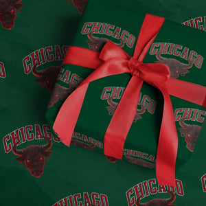 Retro Chicago Wrapping Paper Roll Bulls Mascot Team Spirit Vintage Basketball Fan TS10 Green Print Your Wear