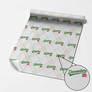 Retro Christmas December 25 Wrapping Paper Roll Retro Vintage Script Holiday Trip TS10 Christmas Plaid Print Your Wear