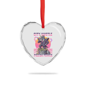 Retro City Hustle Pigeon Power Heart Crystal Glass Ornament Funny 80s Style Money Bird Gangsta TS02 Print Your Wear