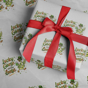 Retro Clover Duck Wrapping Paper Roll Lucky Goose On The Loose TS12 White Print Your Wear