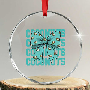 Retro Coconuts Coquette Bow Crystal Glass Ornament Summer Beach Coconut Fruit Humor TS10 Transparent Glass 3'' Circle Print Your Wear