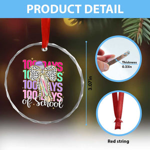 Retro Coquette 100 Days Of School Crystal Glass Ornament for Schoolgirls Teacher TS02 Print Your Wear