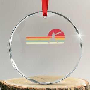 Retro Cricket Player Crystal Glass Ornament Retro Vintage Sport Batsman Cricket Gifts TS10 Transparent Glass 3'' Circle Print Your Wear