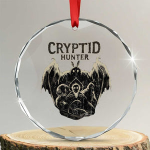 Retro Cryptid Hunter Crystal Glass Ornament Mothman Bigfoot Loch Ness Monster Cryptids TS10 Transparent Glass 3'' Circle Print Your Wear