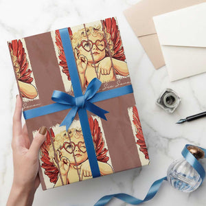 Retro Cupid Says Six Seven Wrapping Paper Roll 67 Valentines Day TS12 Mocha Print Your Wear
