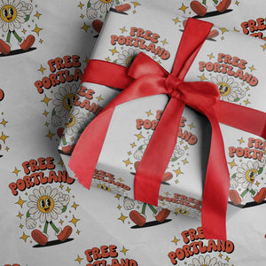 Retro Daisy Free Portland Wrapping Paper Roll Oregon Freedom Fighter Flower Groovy Graphic TS02 White Print Your Wear