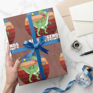 Retro Dinosaur Tennis Player Wrapping Paper Roll Real Legends Never Extinct TS12 Mocha Print Your Wear