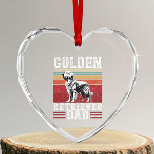 Retro Dog Golden Dad Heart Crystal Glass Ornament Fathers Day Gift for Dog Lovers Golden Retriever Dad TS10 Transparent Glass 3'' Heart Print Your Wear