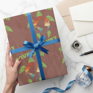 Retro Earth Day Wrapping Paper Roll Save Our Planet Sea Turtle Recycle Ocean Environment TS10 Mocha Print Your Wear