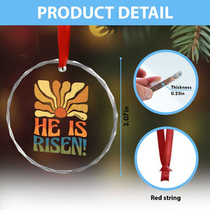 Retro Easter Crystal Glass Ornament Jesus He is Risen Matthew 28:6 Bible Verse Kids TS10 Print Your Wear