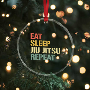 Retro Eat Sleep Jiu Jitsu Repeat Crystal Glass Ornament Vintage JiuJitsu BJJ TS10 Print Your Wear