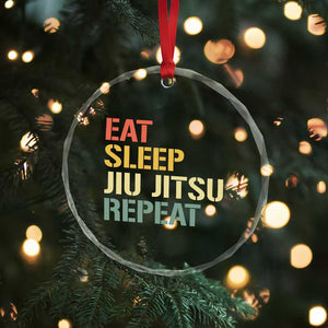 Retro Eat Sleep Jiu Jitsu Repeat Crystal Glass Ornament Vintage JiuJitsu BJJ TS10 Print Your Wear