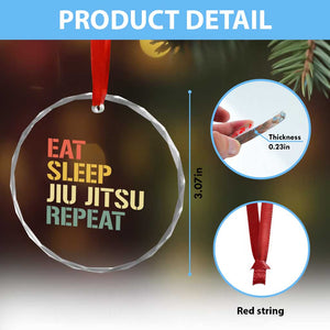 Retro Eat Sleep Jiu Jitsu Repeat Crystal Glass Ornament Vintage JiuJitsu BJJ TS10 Print Your Wear