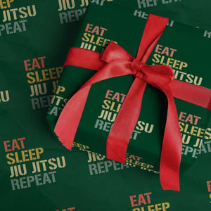 Retro Eat Sleep Jiu Jitsu Repeat Wrapping Paper Roll Vintage JiuJitsu BJJ TS10 Green Print Your Wear