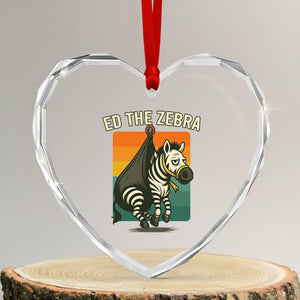 Retro Ed the Zebra Meme Heart Crystal Glass Ornament Funny Viral Escape Animal TS02 Transparent Glass 3'' Heart Print Your Wear