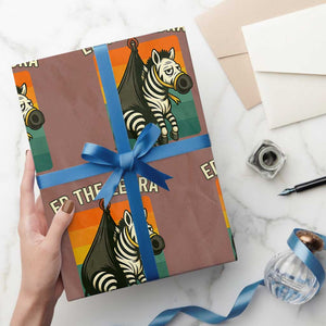 Retro Ed the Zebra Meme Wrapping Paper Roll Funny Viral Escape Animal TS02 Mocha Print Your Wear