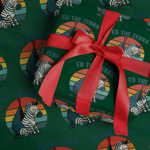 Retro Ed the Zebra Meme Wrapping Paper Roll Funny Viral Escape Animal Helicopter Rescue TS02 Green Print Your Wear