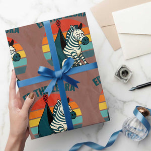 Retro Ed the Zebra Meme Wrapping Paper Roll Funny Viral Escape Animal Helicopter Rescue TS02 Mocha Print Your Wear