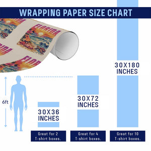 Retro Florida Beach Wrapping Paper Roll Summer Vacation Gift