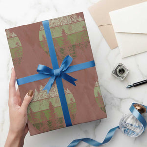 Retro Forest Trees Outdoors Nature Wrapping Paper Roll Vintage Wildlife TS10 Mocha Print Your Wear