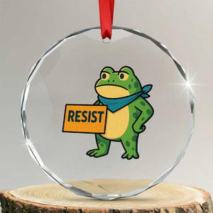Retro Frog Resist Crystal Glass Ornament Free Portland Oregon Funny Cartoon Graphic TS02 Transparent Glass 3'' Circle Print Your Wear