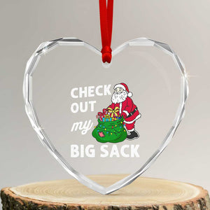 Retro Funny Santa Heart Crystal Glass Ornament Christmas Joke Check Out My Big Sack TS10 Transparent Glass 3'' Heart Print Your Wear