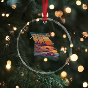 Retro Gateway Arch St Louis Missouri Map Outline Crystal Glass Ornament