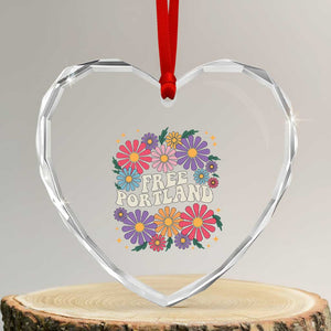 Retro Groovy Free Portland Heart Crystal Glass Ornament Oregon Freedom Fighter Peaceful Hippie 70s Style TS02 Transparent Glass 3'' Heart Print Your Wear