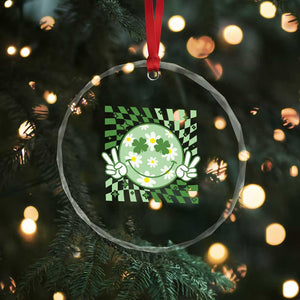 Retro Groovy Shamrock Smile Face St Patricks Day Crystal Glass Ornament TS10 Print Your Wear