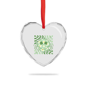 Retro Groovy Shamrock Smile Face St Patricks Day Heart Crystal Glass Ornament TS10 Print Your Wear