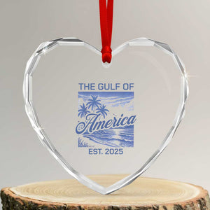 Retro Gulf Of USA Heart Crystal Glass Ornament America Est 2025 American Flag TS02 Transparent Glass 3'' Heart Print Your Wear