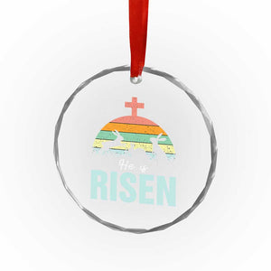Retro He is Risen Crystal Glass Ornament Bunny Easter Cross Christian Religious Jesus Has Risen TS10 Print Your Wear