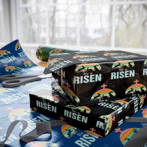 Retro He is Risen Wrapping Paper Roll Bunny Easter Cross Christian Religious Jesus Has Risen TS10 Black Print Your Wear