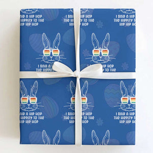Retro Hip Hop Easter Bunny Wrapping Paper Roll Funny Hippity Cool Rabbit Lovers Toddler TS10 Royal Blue Print Your Wear