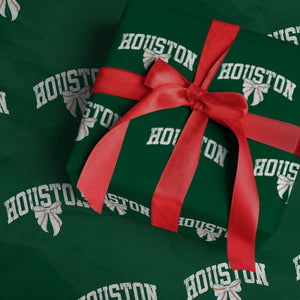 Retro Houston Wrapping Paper Roll Baseball Coquette Bow Varsity Vintage Sports 80s 90s TS10 Green Print Your Wear