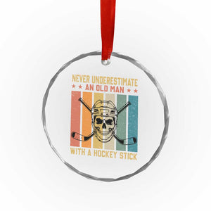 Retro Ice Hockey Player Crystal Glass Ornament Funny Never Underestimate An Old Man TS12 Print Your Wear