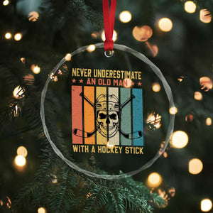 Retro Ice Hockey Player Crystal Glass Ornament Funny Never Underestimate An Old Man TS12 Print Your Wear